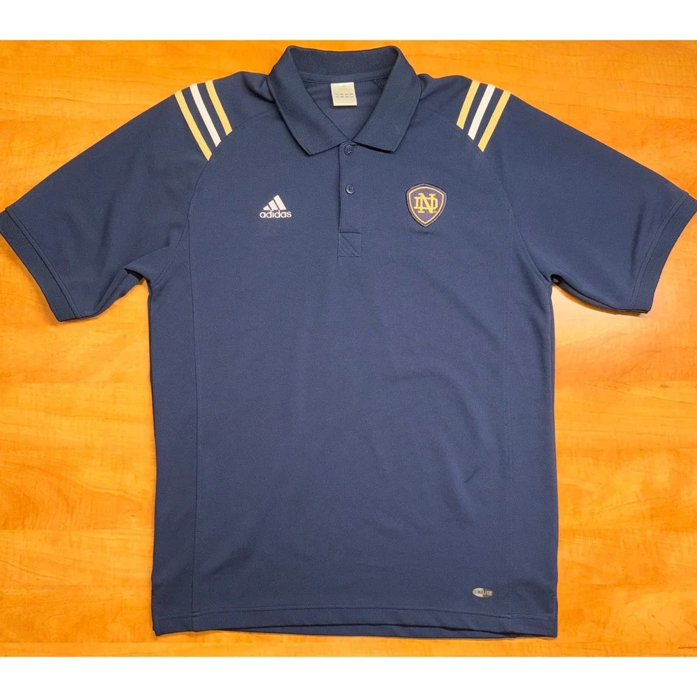 Adidas Notre Dame Fighting Irish Navy Blue Climalite Polo Shirt Mens Large L